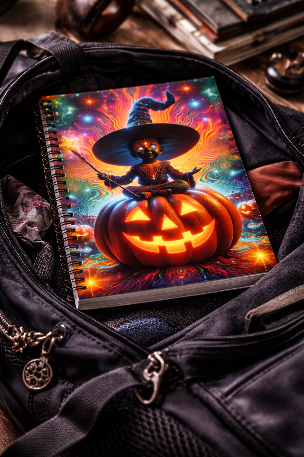 Psychedelic Halloween Notebook | Magic Pumpkin Witch Journal