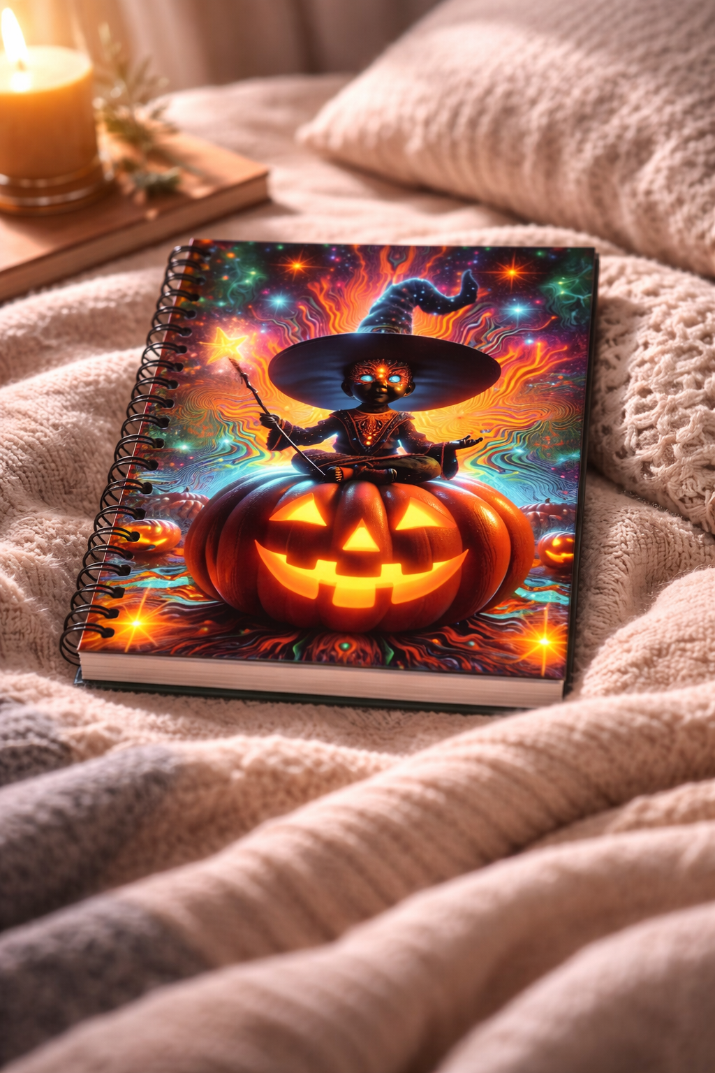 Psychedelic Halloween Notebook | Magic Pumpkin Witch Journal
