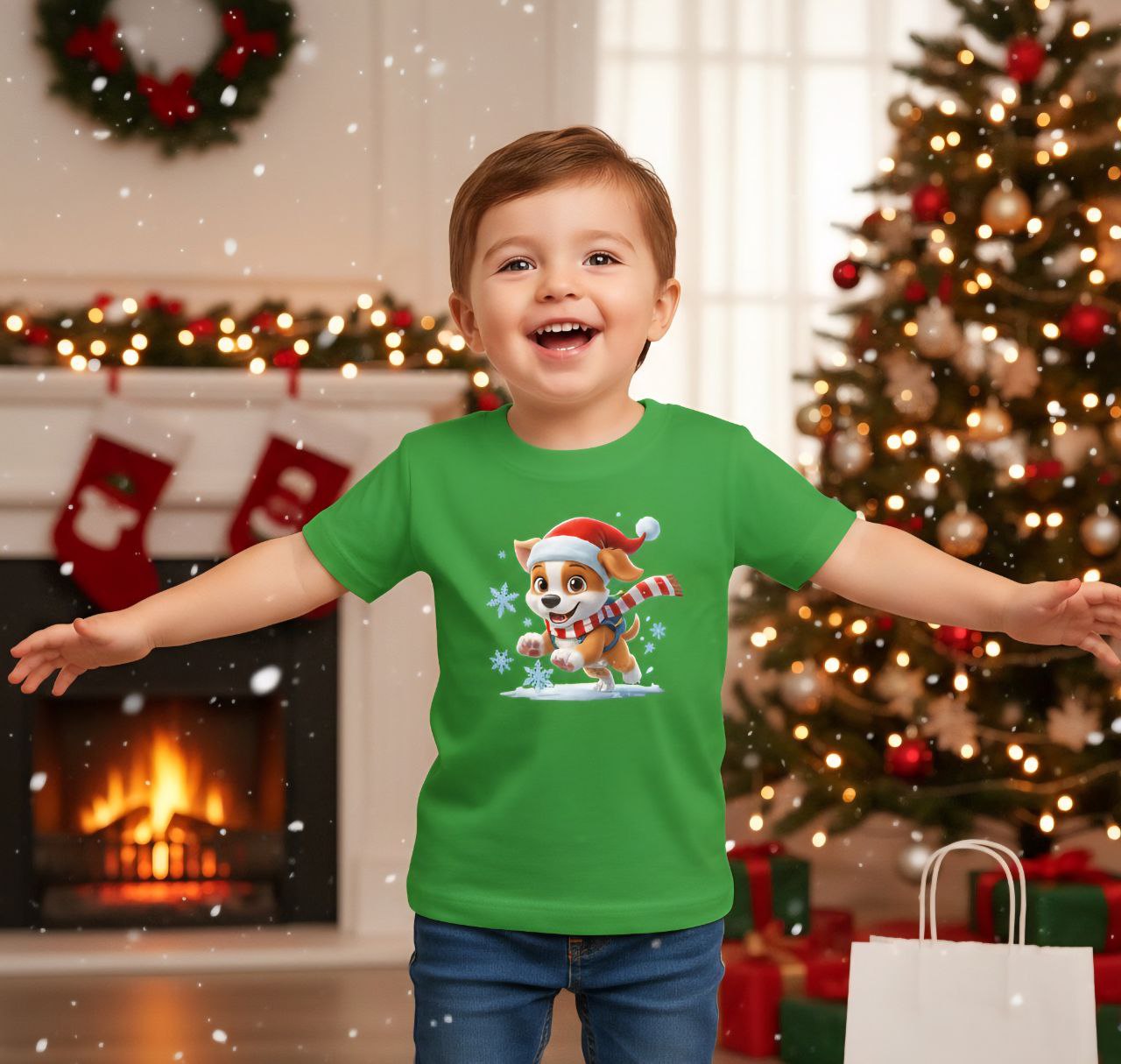 Cute Christmas Dog Shirt for Kids