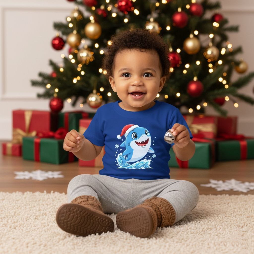 Christmas Shark Kids T-Shirt | Cute Ocean Animal Holiday Tee for Toddlers