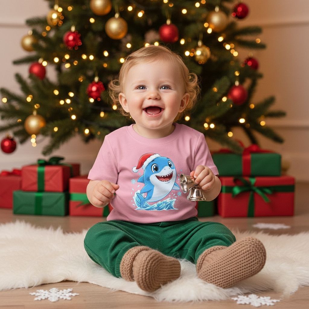 Christmas Shark Kids T-Shirt | Cute Ocean Animal Holiday Tee for Toddlers