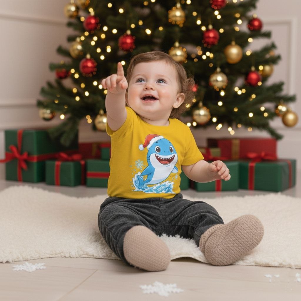 Christmas Shark Kids T-Shirt | Cute Ocean Animal Holiday Tee for Toddlers