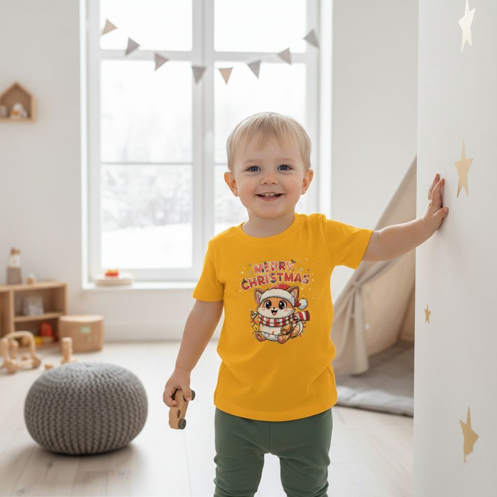 Christmas Squirrel Kids T-Shirt | Cute Woodland Animal Holiday Tee for Toddlers