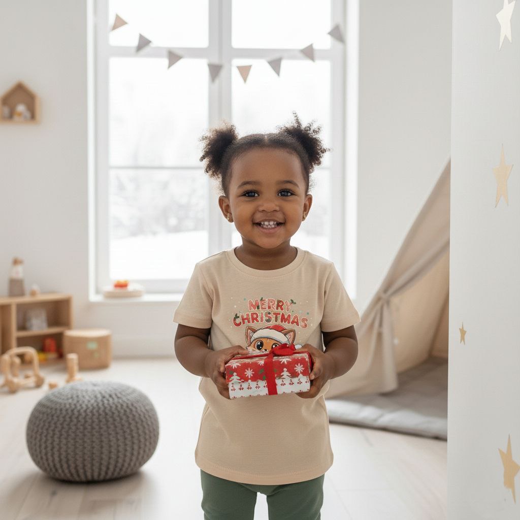 Christmas Squirrel Kids T-Shirt | Cute Woodland Animal Holiday Tee for Toddlers