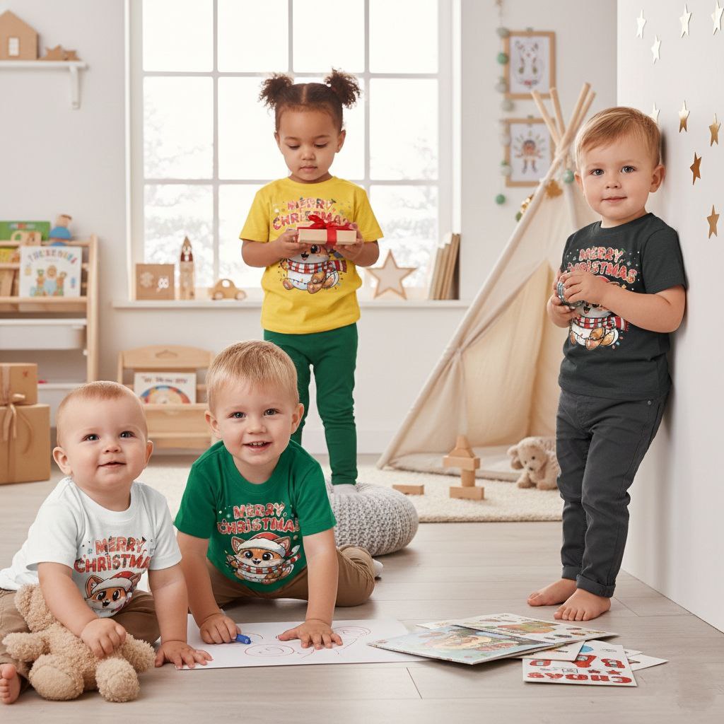Christmas Squirrel Kids T-Shirt | Cute Woodland Animal Holiday Tee for Toddlers