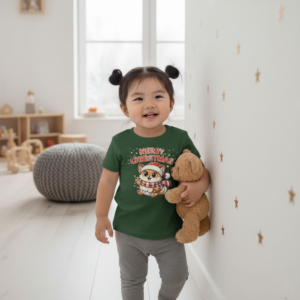 Christmas Squirrel Kids T-Shirt | Cute Woodland Animal Holiday Tee for Toddlers