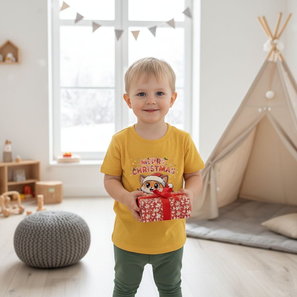 Christmas Squirrel Kids T-Shirt | Cute Woodland Animal Holiday Tee for Toddlers