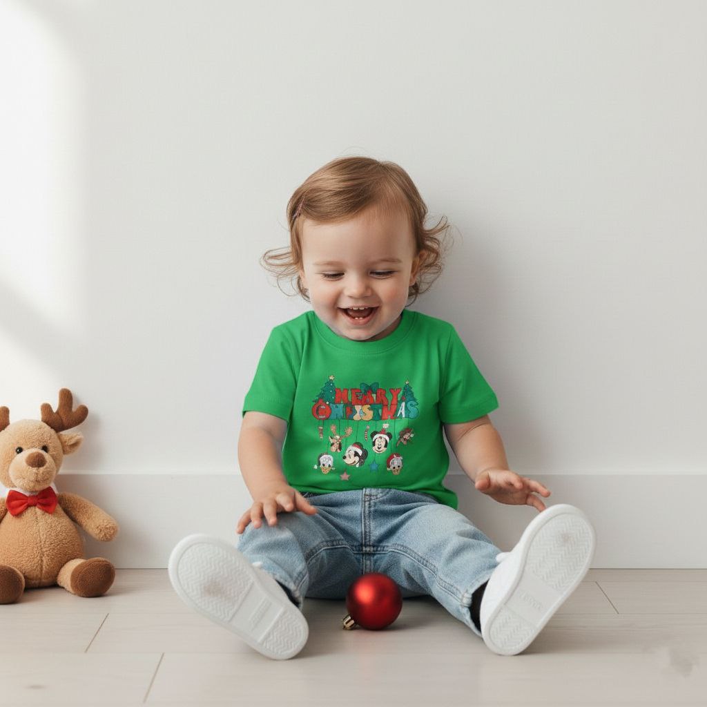 Christmas Woodland Animals Kids T-Shirt | Cute Holiday Tee for Toddlers