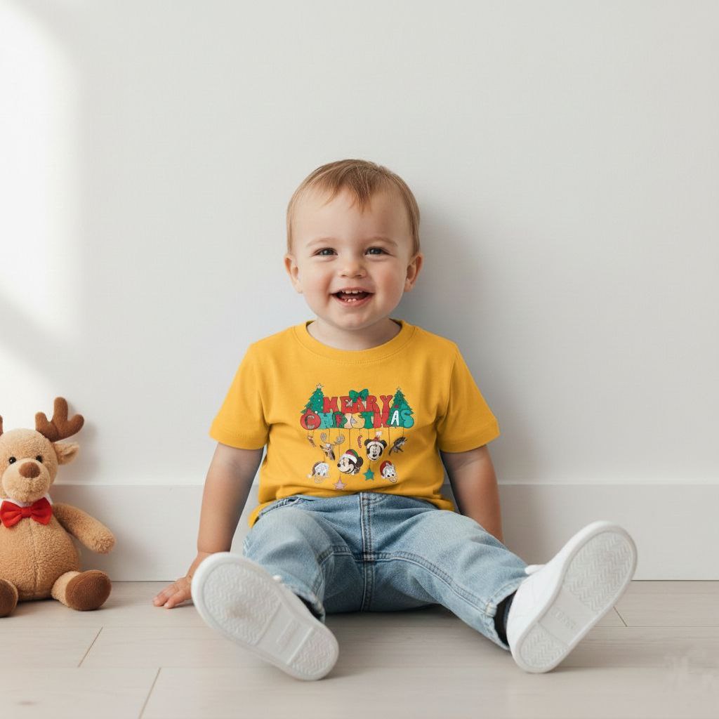 Christmas Woodland Animals Kids T-Shirt | Cute Holiday Tee for Toddlers