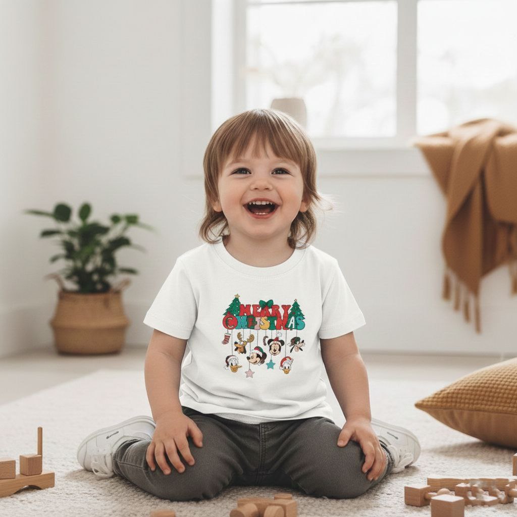 Christmas Woodland Animals Kids T-Shirt | Cute Holiday Tee for Toddlers