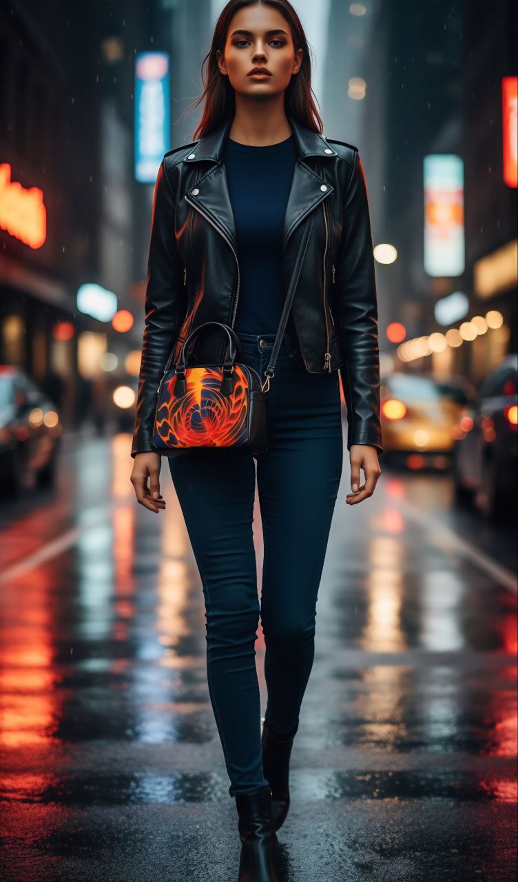 Fiery Spiral Handbag | Red Flame Abstract Statement Bag