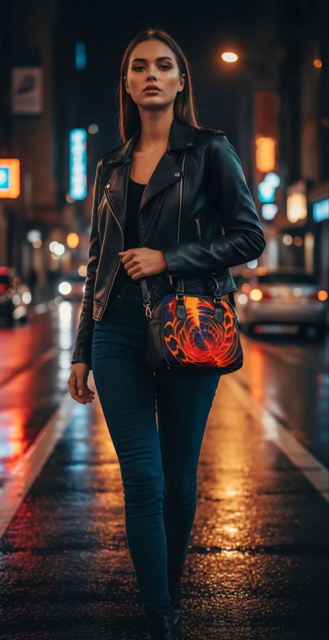 Fiery Spiral Handbag | Red Flame Abstract Statement Bag