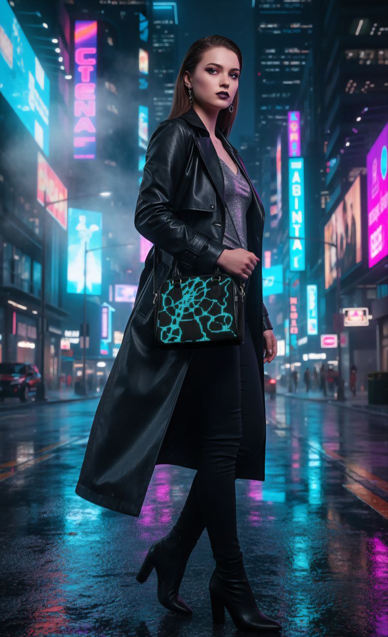 Neon Teal Abstract Handbag | Cyber Aesthetic Statement Shoulder Bag