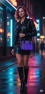 Neon Psychedelic Swirl Handbag | Colorful Statement Shoulder Bag