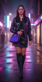 Neon Psychedelic Swirl Handbag | Colorful Statement Shoulder Bag