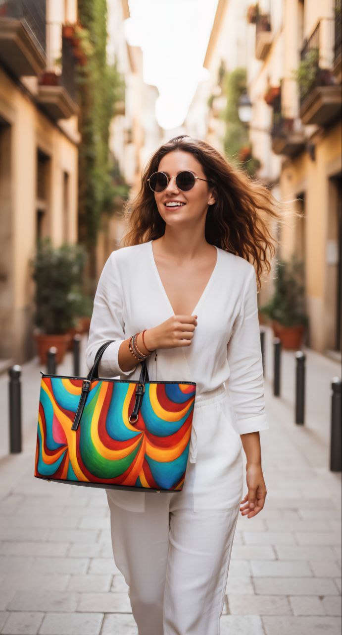 Color Wave Tote Bag | Vibrant Abstract Aesthetic Shopper