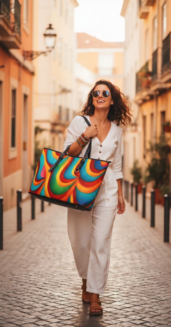 Color Wave Tote Bag | Vibrant Abstract Aesthetic Shopper
