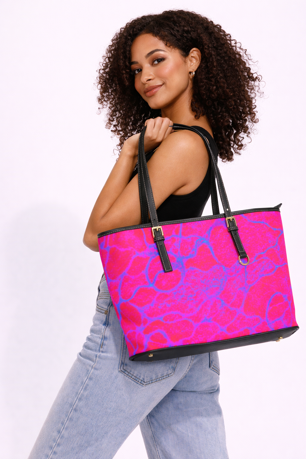 Hot Pink Abstract Tote Bag | Bold Statement Fashion Shopper