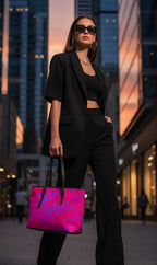 Hot Pink Abstract Tote Bag | Bold Statement Fashion Shopper