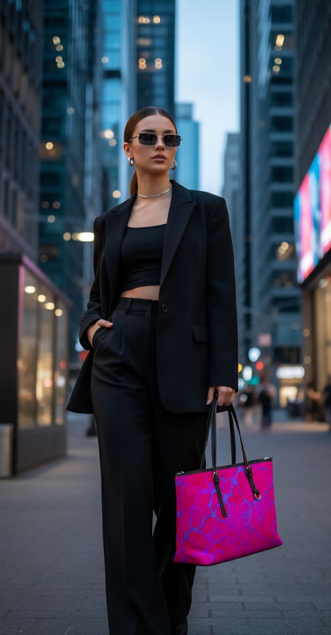 Hot Pink Abstract Tote Bag | Bold Statement Fashion Shopper