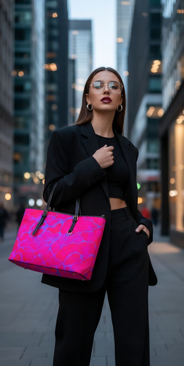 Hot Pink Abstract Tote Bag | Bold Statement Fashion Shopper