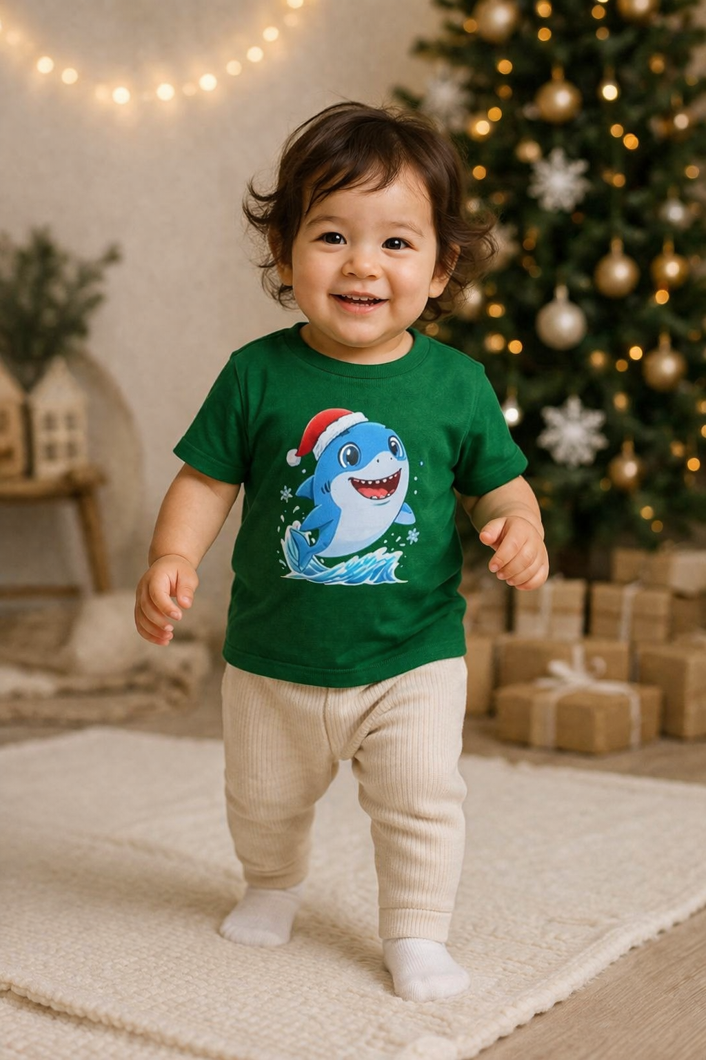 Christmas Shark Kids T-Shirt | Cute Ocean Animal Holiday Tee for Toddlers