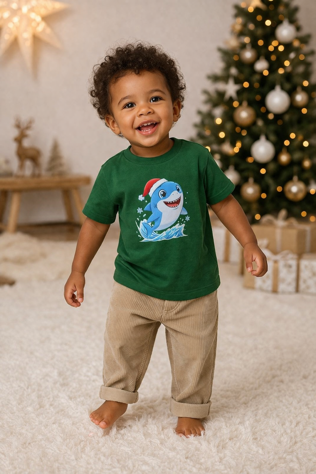 Christmas Shark Kids T-Shirt | Cute Ocean Animal Holiday Tee for Toddlers