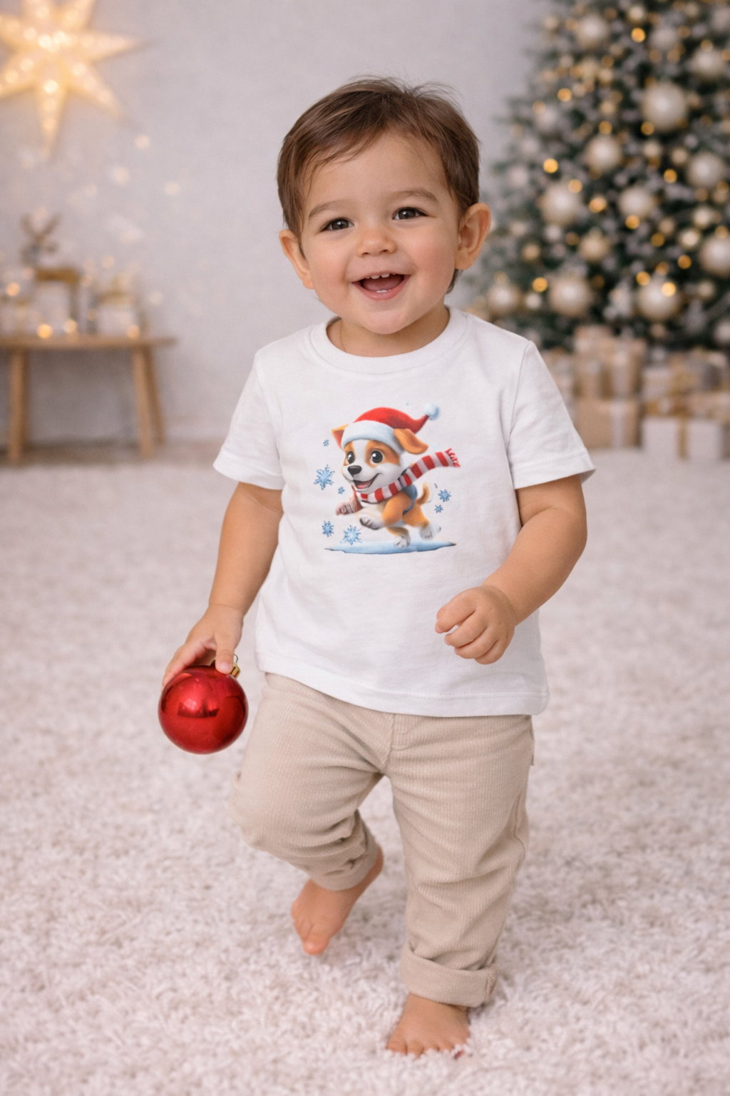 Cute Christmas Dog Shirt for Kids