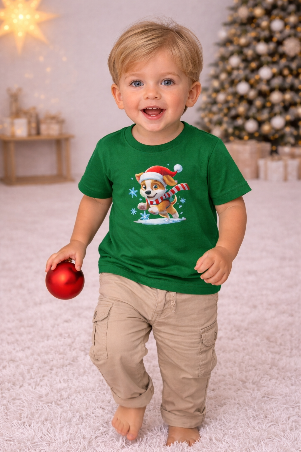 Cute Christmas Dog Shirt for Kids