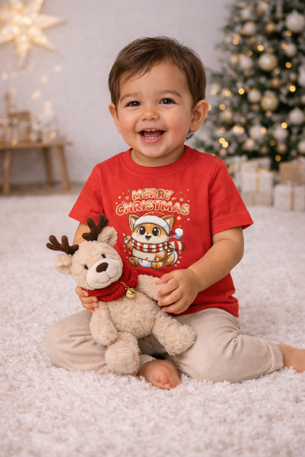 Christmas Squirrel Kids T-Shirt | Cute Woodland Animal Holiday Tee for Toddlers
