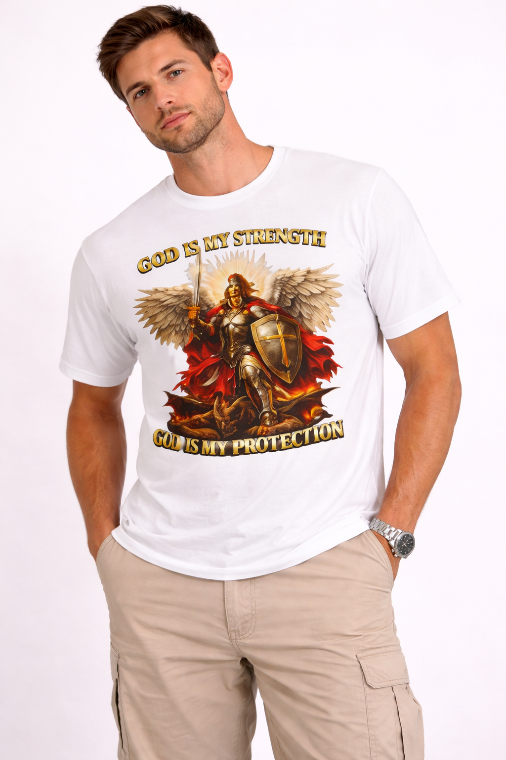 Christian Warrior T-Shirt | God Is My Strength & Protection | Faith Shirt