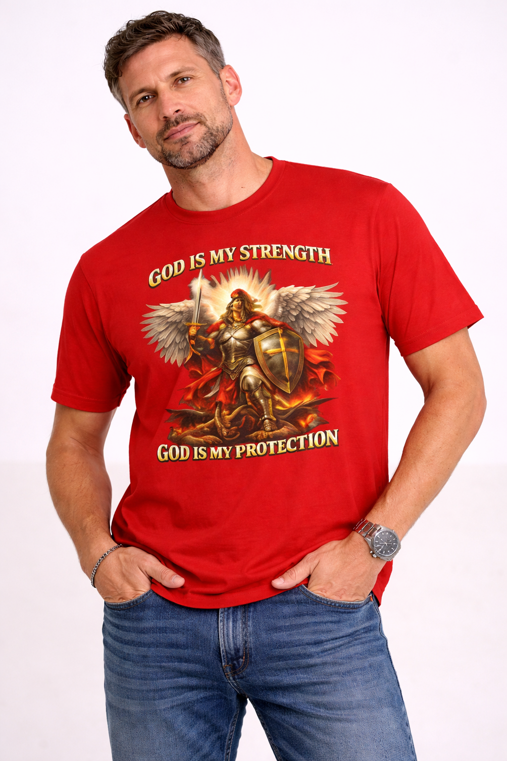 Christian Warrior T-Shirt | God Is My Strength & Protection | Faith Shirt