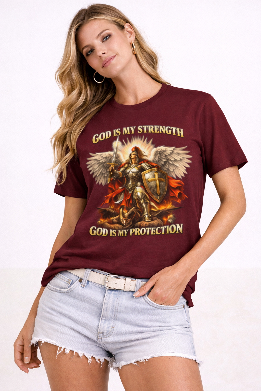 Christian Warrior T-Shirt | God Is My Strength & Protection | Faith Shirt