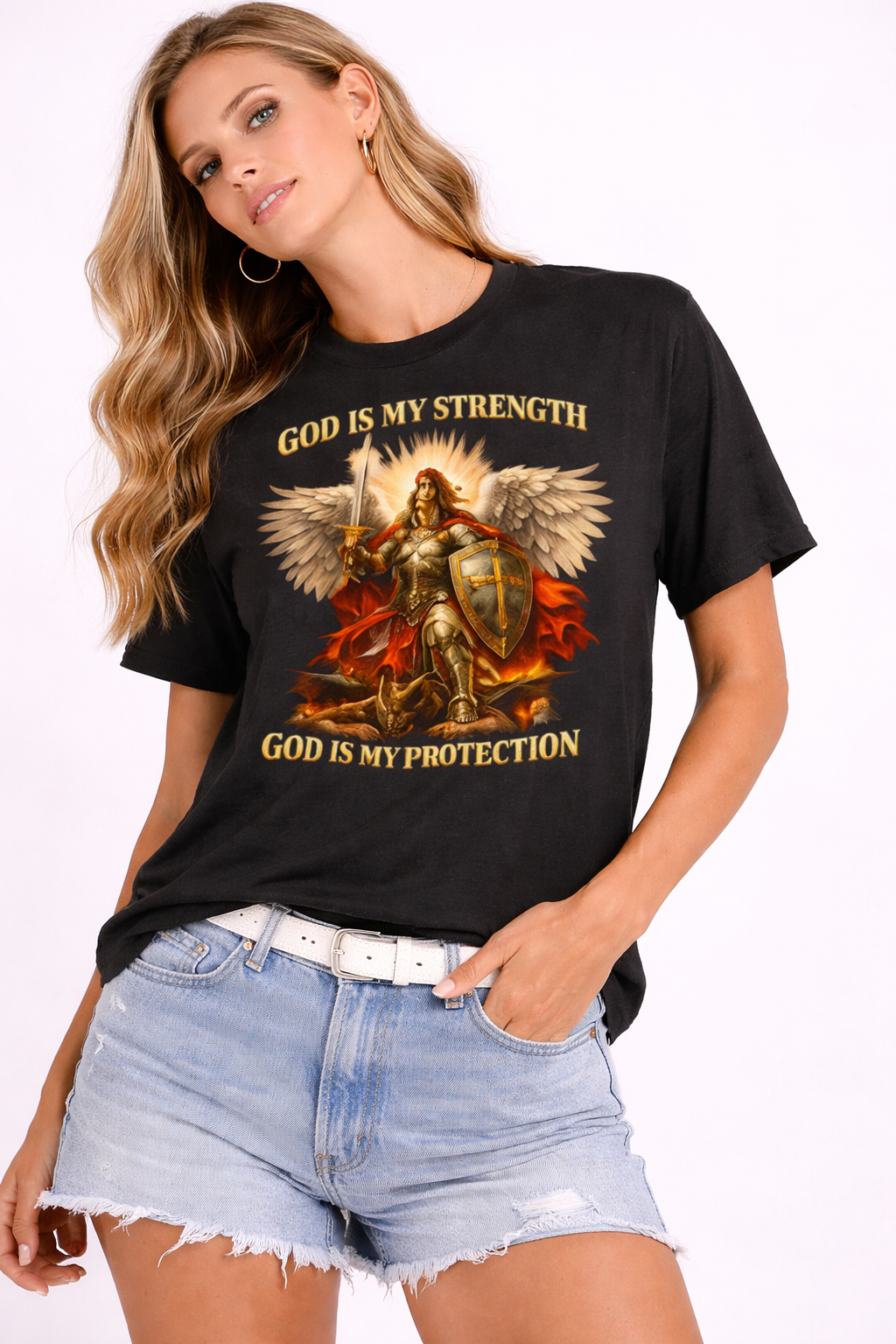 Christian Warrior T-Shirt | God Is My Strength & Protection | Faith Shirt