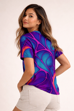 Cosmic Abstract T-Shirt | Turquoise Purple All Over Print Tee