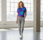 Cosmic Abstract T-Shirt | Turquoise Purple All Over Print Tee