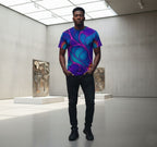 Cosmic Abstract T-Shirt | Turquoise Purple All Over Print Tee