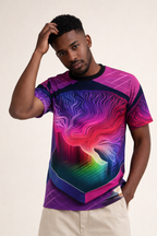 Cybernetic Mind T-Shirt | Neon Brain Sci-Fi AOP Tee