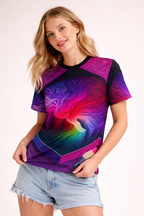 Cybernetic Mind T-Shirt | Neon Brain Sci-Fi AOP Tee