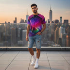 Cybernetic Mind T-Shirt | Neon Brain Sci-Fi AOP Tee