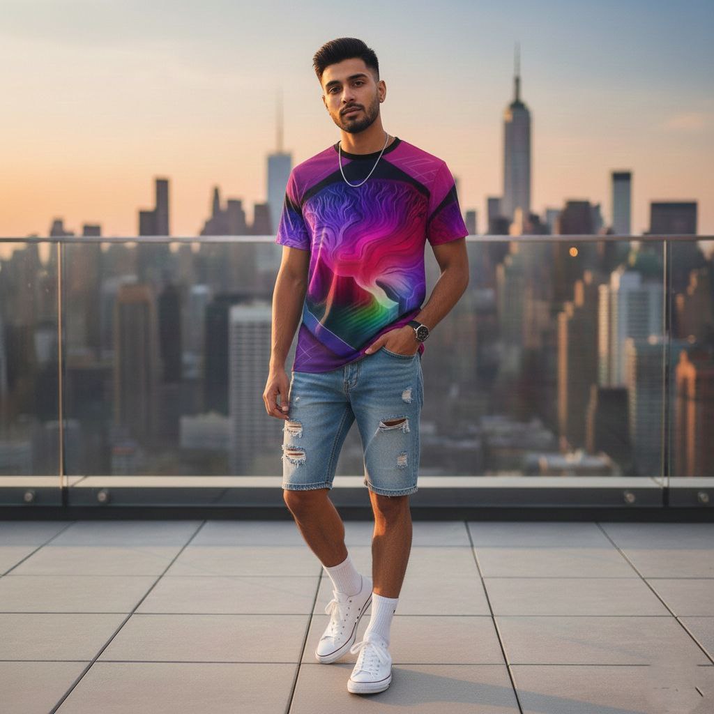 Cybernetic Mind T-Shirt | Neon Brain Sci-Fi AOP Tee