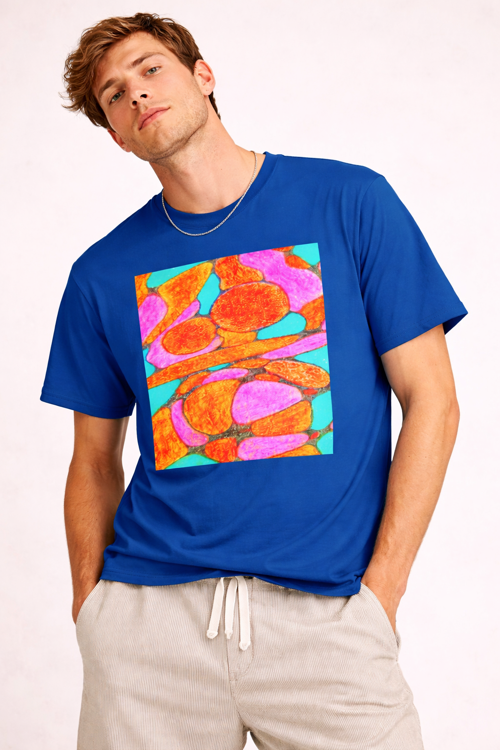 Abstract Floral T-Shirt | Pink Orange Art Graphic Tee