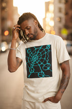 Neural Pattern T-Shirt | Black Turquoise Tech Aesthetic Tee