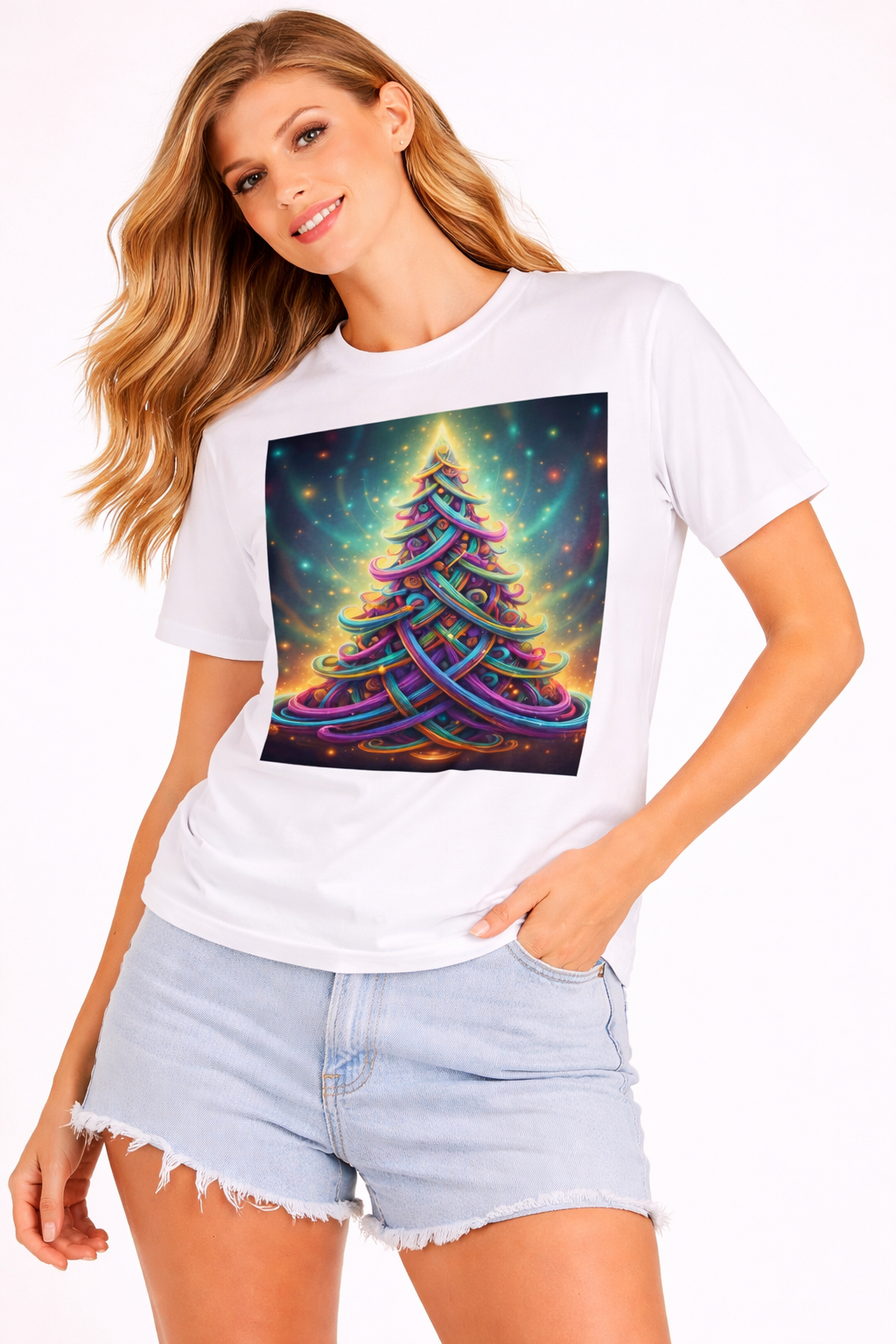 Colorful Christmas Tree T-Shirt | Neon Holiday Graphic Tee