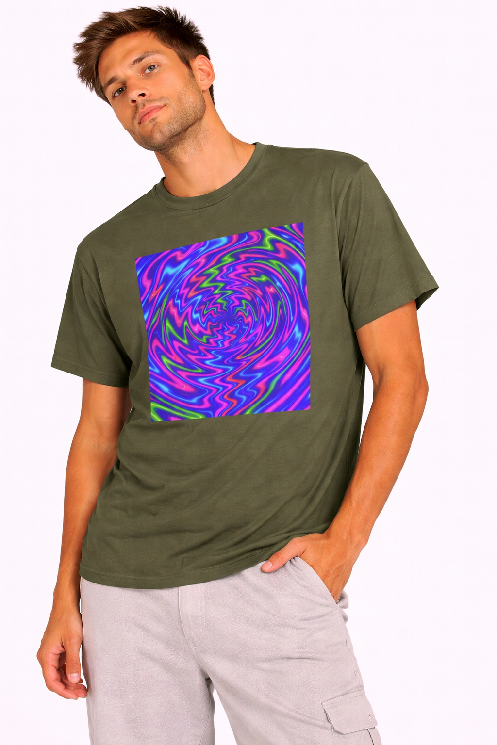 Psychedelic Swirl T-Shirt | Neon Trippy Vortex Tee