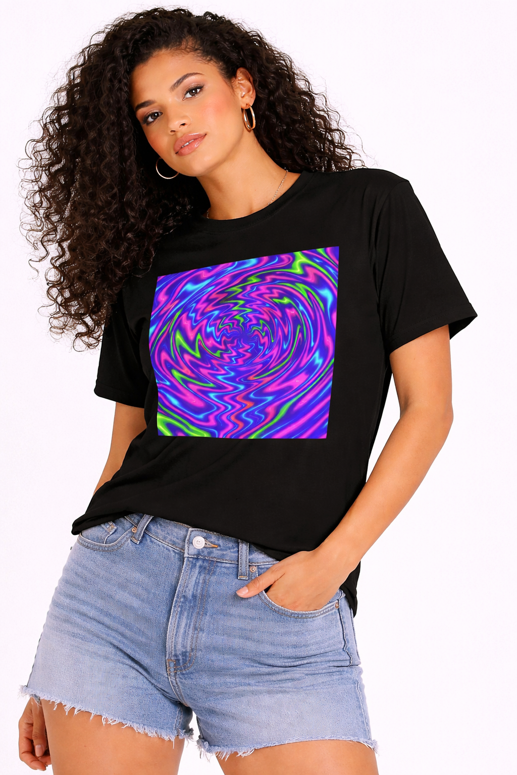 Psychedelic Swirl T-Shirt | Neon Trippy Vortex Tee