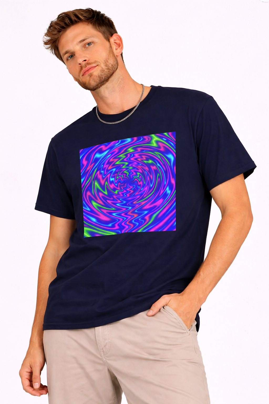 Psychedelic Swirl T-Shirt | Neon Trippy Vortex Tee