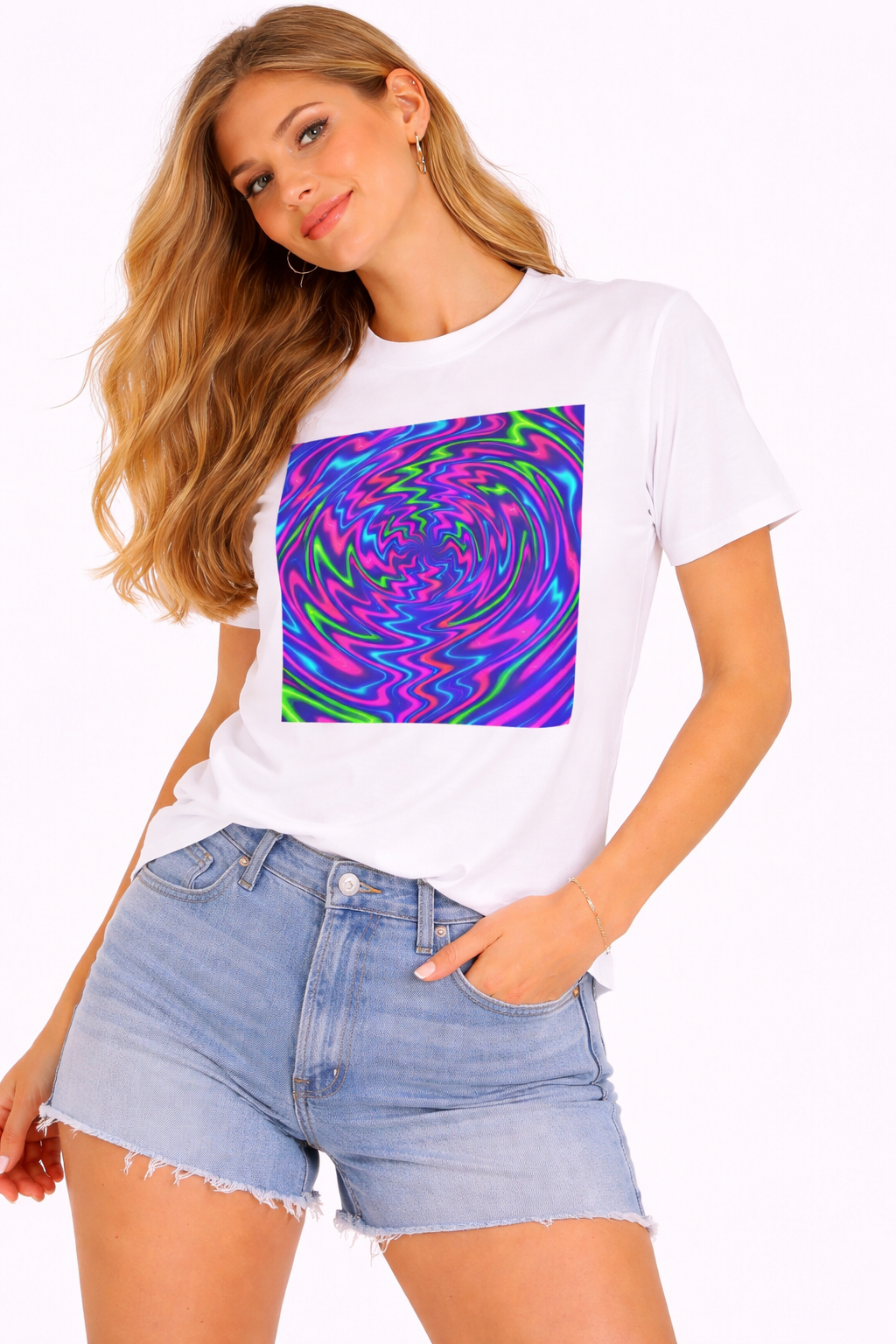 Psychedelic Swirl T-Shirt | Neon Trippy Vortex Tee