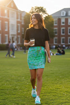 Turquoise Marble Mini Skirt | Bodycon Summer Skirt | Beach Club Outfit