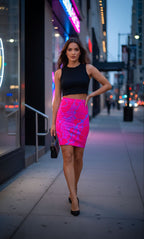 Hot Pink Marble Mini Skirt | Bold Bodycon Club Skirt | Party Outfit
